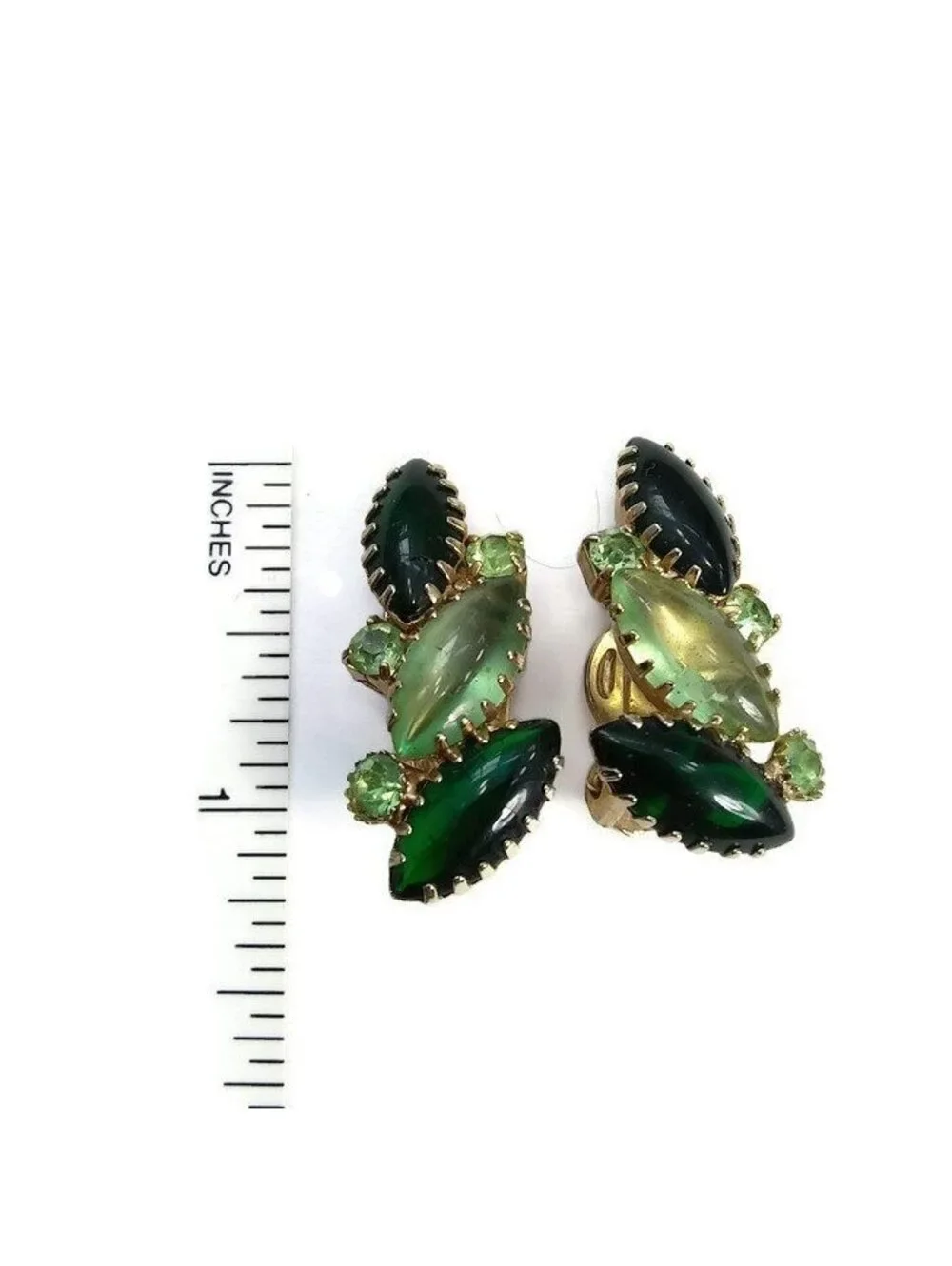 Vintage Juliana Style Green Glass Clip On Earrings, 1950s